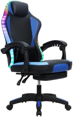 Rgb Gaming Chair - RGB LED Ergonomischer Gaming-Stuhl mit Höhenverstellbarem