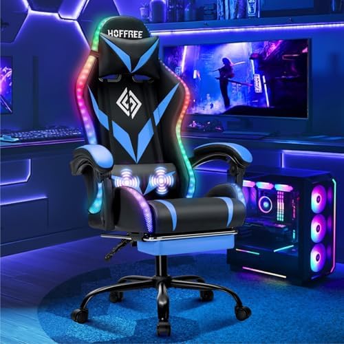 Rgb Gaming Chair - RGB-Gaming-Stuhl mit Massagefunktion und Fußstütze |