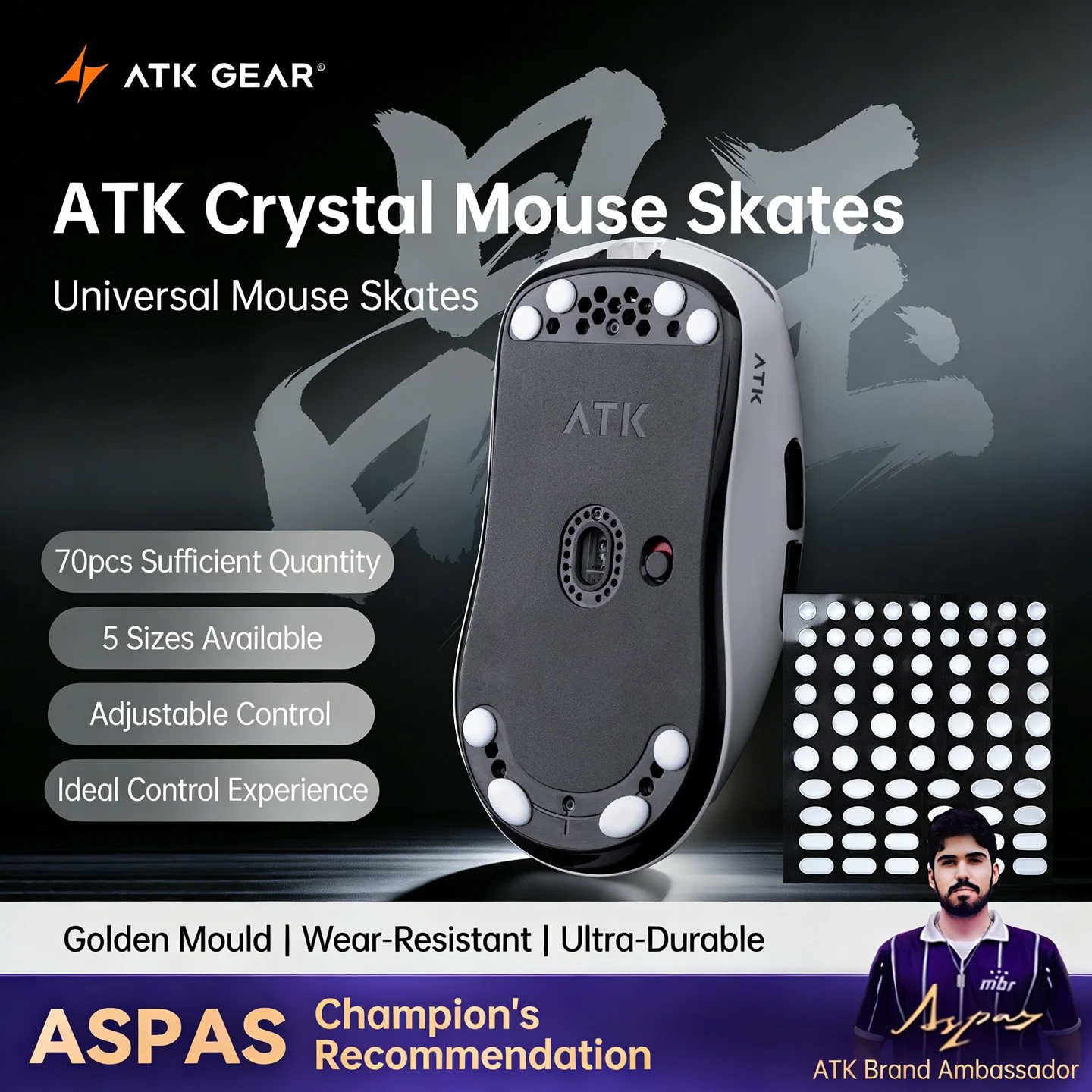 Esports Gaming Pcs - ATK Crystal Jade Maus-Gleitpads 100% PTFE