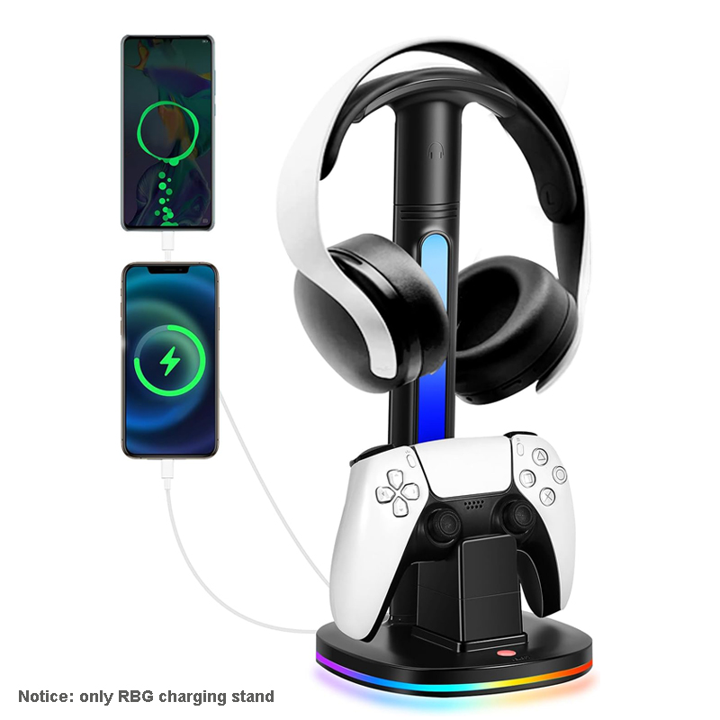 Controller Charging Stand - Controller-Ladestation mit RGB-Kopfhörerständer, Ladegerät-Halterung mit 2