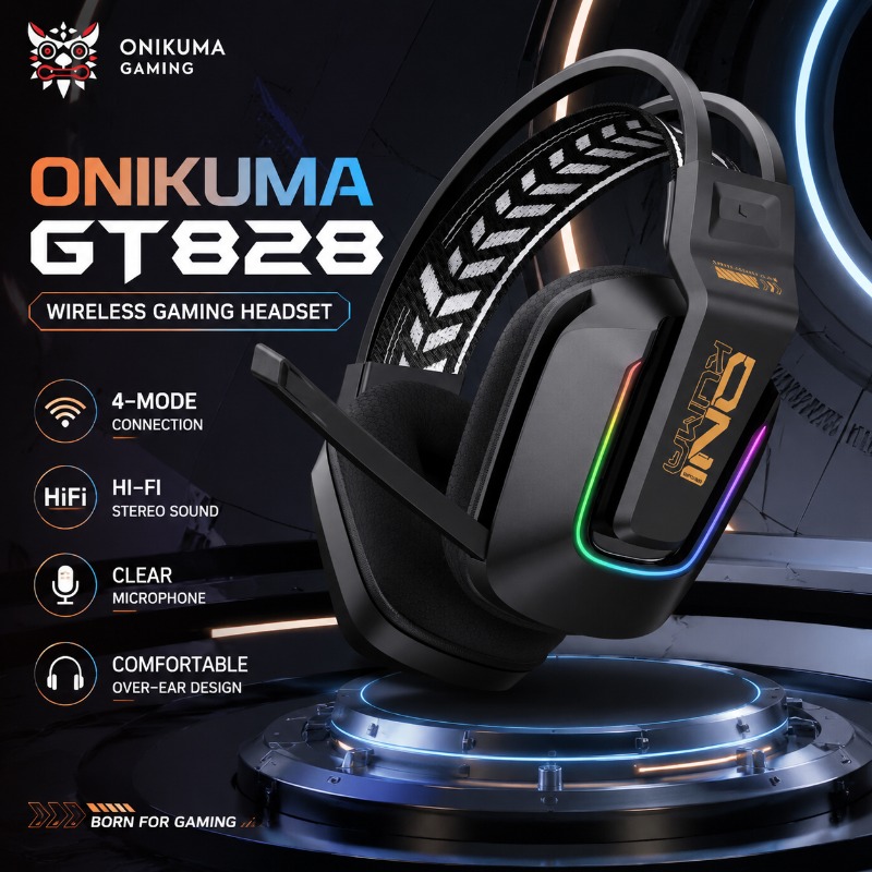 Esports Gaming Gear - ONIKUMA GT828 Gaming-Headset 4 Modi Kabellos