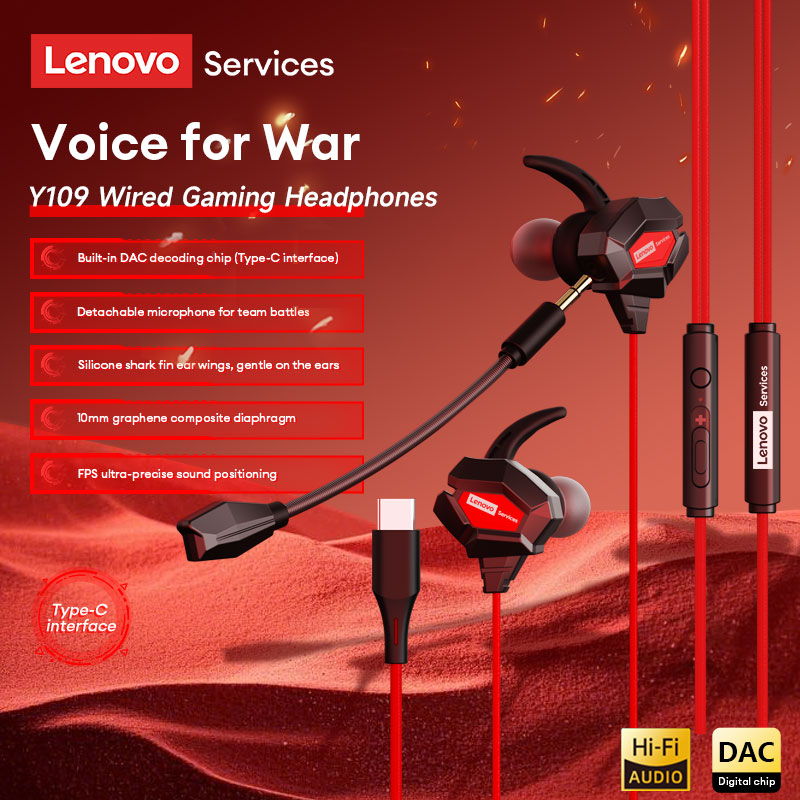 Esports Gaming Gear - Lenovo Y109 Kabelgebundenes Gaming-Headset mit Haifischflossen-Design,