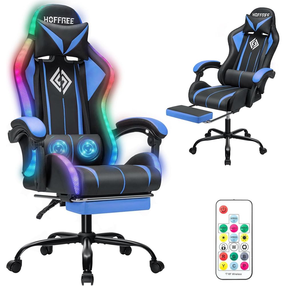 Rgb Gaming Chair - LED-Gaming-Stuhl mit Massage RGB-Beleuchtung Computer-Spielstuhl -