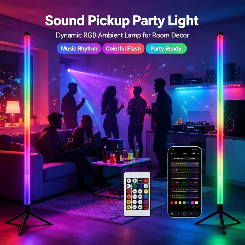 Esports Gaming Setup - 2 Stück 120CM RGB Stehlampe, Schallreaktive