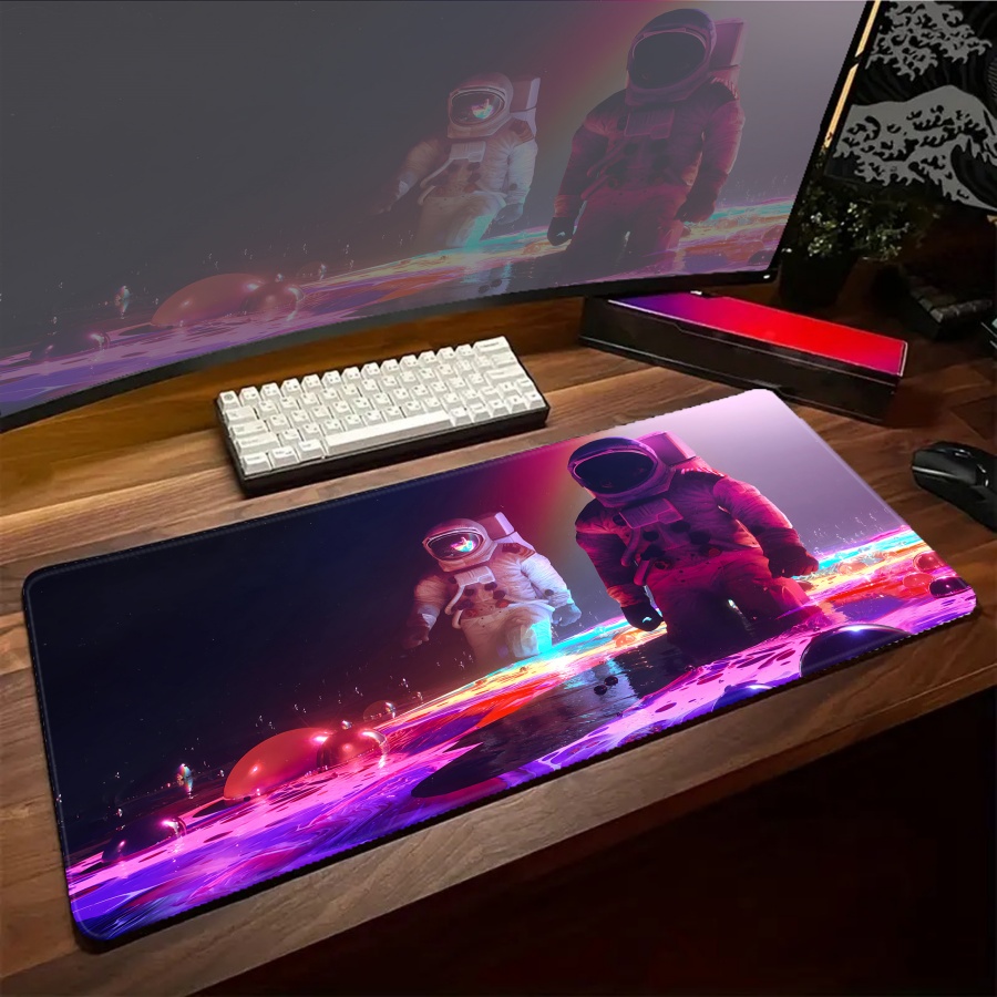 Esports Gaming Setup - Kunstvoll Gestaltetes Astronauten-Mauspad, Niedliches Großes Mauspad,