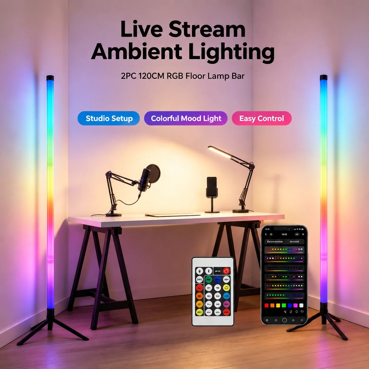 2 Stück 120CM RGB Stehlampe, S – Esports Gaming Setup Bewertung und Preis